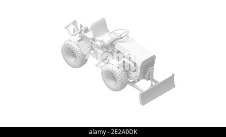 Rendu 3D d'un mini tracteur machine de travail ordinateur ingénierie de modélisation sur fond blanc Banque D'Images