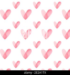 Motif coeur aquarelle rose. Texture romantique aquarelle colorée. Arrière-plan sans coutures coeurs aquarelle. Jour de la Saint Valentin pastel Banque D'Images