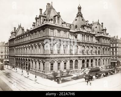 Photographie vintage du XIXe siècle : Bourse, centre-ville de Lyon, France, 1890 Banque D'Images