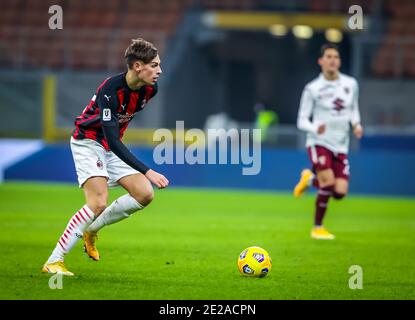 12 janvier 2021, Milan, Italie: Milan, Italie, stade San Siro Giuseppe Meazza, 12 janvier 2021, Giacomo Olzer d'AC Milan en action pendant l'AC Milan vs Turin FC - football italien Coppa Italia match (Credit image: © Fabrizio Carabelli/LPS via ZUMA Wire) Banque D'Images