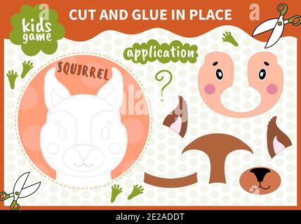 Application de jeu d'animaux de compagnie pour enfants coupée et colle en place Feuilles de travail pour les élèves d'âge préscolaire et les élèves de l'école primaire.page lue et mise en correspondance pour les enfants Illustration de Vecteur