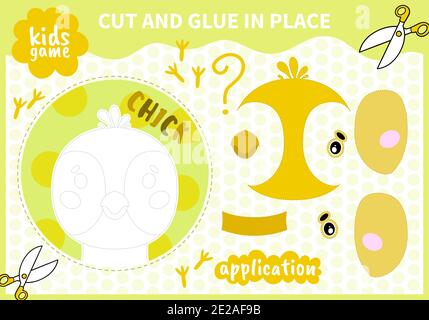 Application de jeu d'animaux de compagnie pour enfants coupée et colle en place Feuilles de travail pour les élèves d'âge préscolaire et les élèves de l'école primaire.page lue et mise en correspondance pour les enfants Illustration de Vecteur