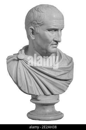 Ancien buste de sculpture en marbre blanc de Cicero le politicien, le philosophe et l'orateur vécut dans la Rome antique Banque D'Images