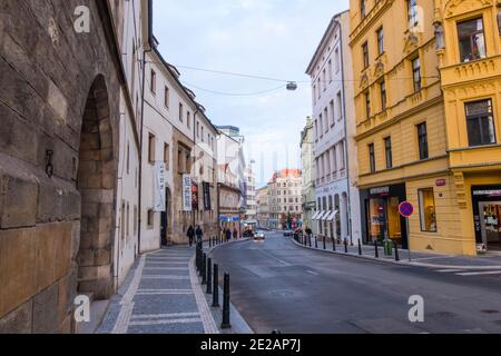 Rue Vodickova, Nove mesto, Prague, République Tchèque Banque D'Images