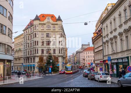 Rue Vodickova, Nove mesto, Prague, République Tchèque Banque D'Images