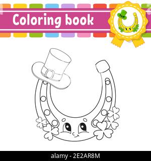 Livre de coloriage pour enfants. Caractère joyeux. Illustration vectorielle. Joli dessin animé. Silhouette de contour noire. Isolé sur fond blanc. Saint-Patri Illustration de Vecteur