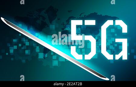 Rendu 3d des systèmes réseau sans fil 5G de technologie future Banque D'Images