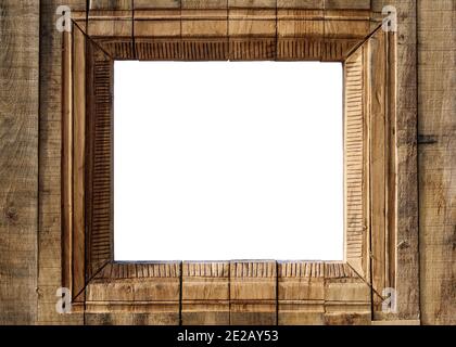 Cabine photo extérieure en bois avec espace de photocopie Banque D'Images