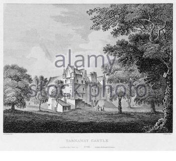 Château de Tarnaway, Morayshire, Écosse, gravure ancienne de 1804 Banque D'Images