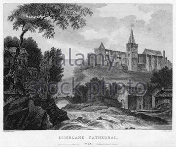 Cathédrale de Dunblane, Dunblane, Écosse, gravure ancienne de 1804 Banque D'Images