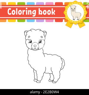 Livre de coloriage pour les enfants. Caractère joyeux. Vector illustration. Cute cartoon style. Page de fantaisie pour les enfants. Silhouette contour noir. Isolé sur Illustration de Vecteur