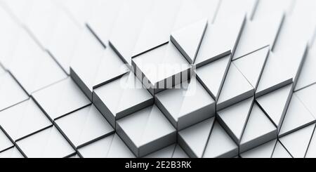 onde abstraite composée de formes triangulaires blanches rendu 3d polygonal illustration Banque D'Images