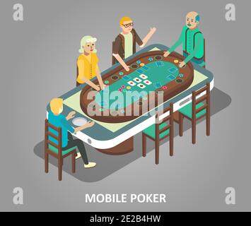 Illustration isométrique de vecteur de concept de poker mobile Illustration de Vecteur
