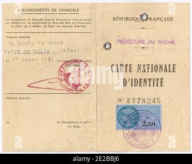 Carte d'identité française, France, 1965 Banque D'Images