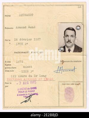 Carte d'identité française, France, 1965 Banque D'Images