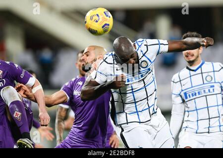 Florence, Italie. 13 janvier 2021. Romelu Lukaku du FC Internazionale lors du match de Coppa Italia entre Fiorentina et FC Internazionale au Stadio Artemio Franchi, Florence, Italie, le 13 janvier 2021. Credit: Giuseppe Maffia/Alay Live News Banque D'Images