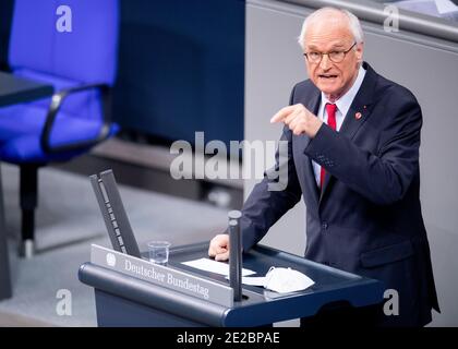 Berlin, Allemagne. 13 janvier 2021. Lothar Binding (SPD) parle au Bundestag sur le sujet de l'intérêt de découvert. Credit: David Hutzler/dpa/Alay Live News Banque D'Images