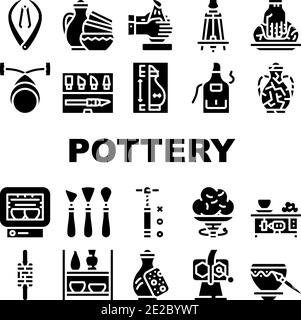 Collection de poteries icônes Set Vector Black Illustration de Vecteur