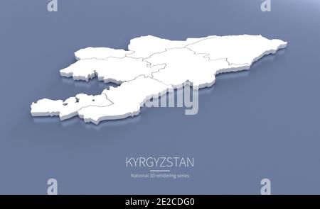 Carte du Kirghizistan. cartes de rendu 3d des pays. Banque D'Images