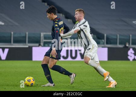 Turin, Italie. 13 janvier 2021. Turin. Match de la ligue Tim 2020/2021 de la coupe italienne. Juventus contre Gênes. Allianz Stadium en photo: Dejan Kulusevski crédit: Agence de photo indépendante/Alay Live News Banque D'Images