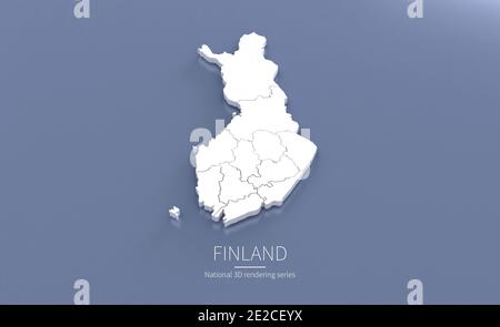 Carte de la Finlande. cartes de rendu 3d des pays. Banque D'Images