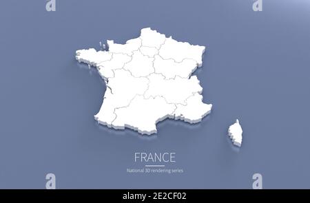 Carte de France. cartes de rendu 3d des pays. Banque D'Images