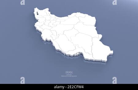 Iran carte. cartes de rendu 3d des pays. Banque D'Images