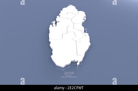Carte du Qatar. cartes de rendu 3d des pays. Banque D'Images