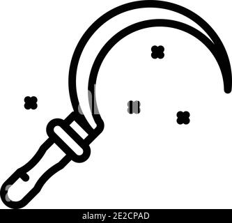 Icône de ferme de faucille. Contour de l'icône de vecteur de ferme de faucille pour la conception de la bande isolée sur fond blanc Illustration de Vecteur