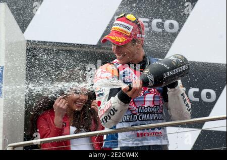 Casey Stoner, champion du monde de l'Australie MotoGP, de Honda HRC lors de la course du Grand Prix d'Australie à Phillip Island, en Australie, le 16 octobre 2011. Photo de Malkon/ABACAPRESS.COM Banque D'Images