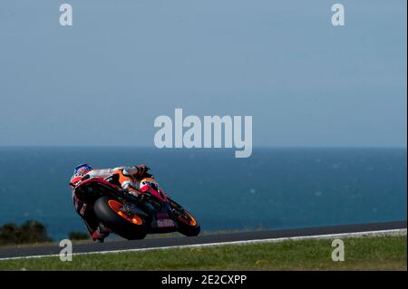 Casey Stoner, pilote de MotoGP en Australie, de Honda HRC lors des essais du Grand Prix d'Australie à Phillip Island. Le samedi 15 octobre 2011. Photo de Malkon/ABACAPRESS.COM Banque D'Images