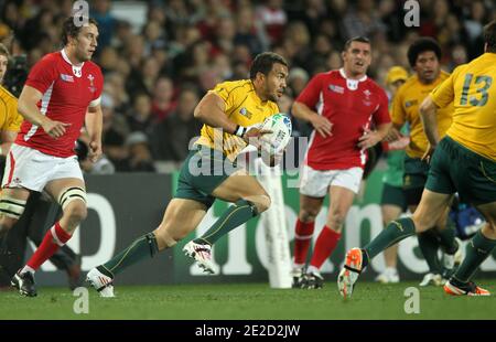 L'Australie bat le pays de Galles de 21 à 18 lors du match de médaille de bronze de la coupe du monde de rugby 2011 à l'Eden Park à Auckland, Nouvelle-Zélande, le 21 octobre 2011. Photo de Lionel Hahn/ABACAPRESS.COM Banque D'Images