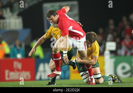 L'Australie bat le pays de Galles de 21 à 18 lors du match de médaille de bronze de la coupe du monde de rugby 2011 à l'Eden Park à Auckland, Nouvelle-Zélande, le 21 octobre 2011. Photo de Lionel Hahn/ABACAPRESS.COM Banque D'Images