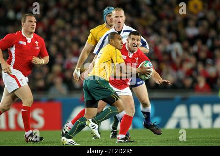 L'Australie bat le pays de Galles de 21 à 18 lors du match de médaille de bronze de la coupe du monde de rugby 2011 à l'Eden Park à Auckland, Nouvelle-Zélande, le 21 octobre 2011. Photo de Lionel Hahn/ABACAPRESS.COM Banque D'Images