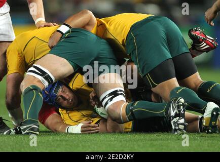 L'Australie bat le pays de Galles de 21 à 18 lors du match de médaille de bronze de la coupe du monde de rugby 2011 à l'Eden Park à Auckland, Nouvelle-Zélande, le 21 octobre 2011. Photo de Lionel Hahn/ABACAPRESS.COM Banque D'Images