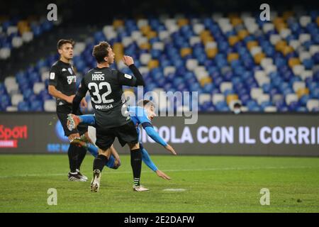 Naples, CAMPANIE, ITALIE. 13 janvier 2021. 13/01/2021 Napoli, Stadio Diego Armando Maradona, incontro di calcio valevole per il Coppa Italia 2020/21 tra SSC Napoli vs FC Sampdoria.in foto: GOALDI LORENZO crédit: Fabio Sasso/ZUMA Wire/Alay Live News Banque D'Images