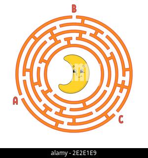 Labyrinthe circulaire. Jeu pour enfants. Puzzle pour les enfants. Conundrum à labyrinthe rond. Illustration à vecteur de couleur. Trouvez le chemin approprié. Feuille de travail sur la formation. Illustration de Vecteur