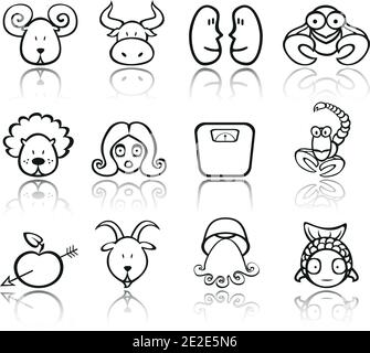 Iconset de zodiaque Illustration de Vecteur