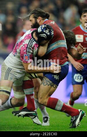Sébastien Chabal de Racing-Metro lors du match de rugby Top 14, Stade Francais contre Racing-Metro au Stade de France à Saint-Denis, France, le 3 décembre 2011. Le Stade Francais a gagné 29-6. Photo de Henri Szwarc/ABACAPRESS.COM Banque D'Images