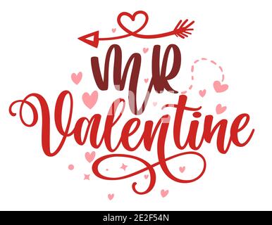 M. Valentine - phrase de calligraphie pour la Saint-Valentin. Lettrage dessiné à la main pour de jolies cartes de voeux, invitations. Bon pour les vêtements romantiques, t-shi Illustration de Vecteur