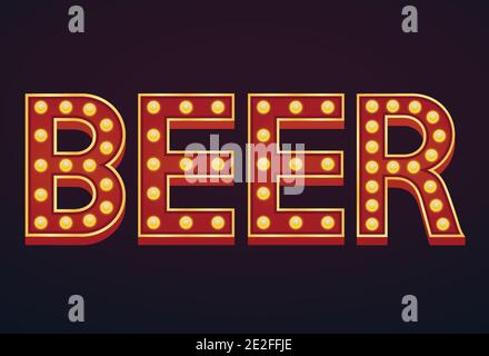 BANNIÈRE BIÈRE signe alphabet marquis ampoule vintage Illustration de Vecteur