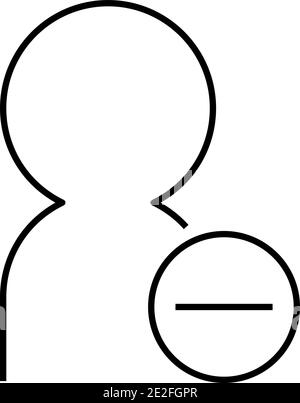 Supprimer un utilisateur ou une personne - icône moderne en forme de ligne fine avec un petit symbole moins dans le coin inférieur droit. Illustration vectorielle noire simple. Illustration de Vecteur