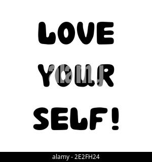 Aimez-vous. Lettrage roundish manuscrit isolé sur fond blanc. Illustration de Vecteur