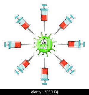 La bande dessinée du vaccin contre le coronavirus. Illustration vectorielle isolée sur fond blanc. Illustration de Vecteur