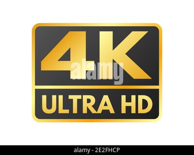 Icône Ultra HD 4K sur fond blanc. Étiquette haute définition. Symbole UHD doré. Repère de couleur de résolution 4K. Icône vidéo UHD 2160p isolée. Vecteur Illustration de Vecteur