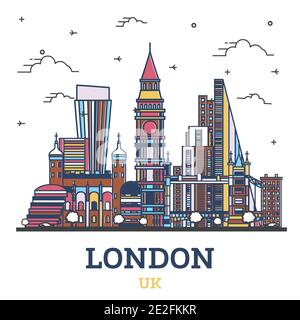 Outline London England Uk City Skyline Avec B Timents Modernes Isol S Sur Blanc Illustration