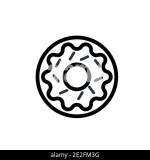 Icône de vecteur de contour d'anneau. Icône en forme de beignet noir fin, vecteur plat illustration d'élément simple de concept d'anniversaire et de fête modifiable isolé sur wh Illustration de Vecteur
