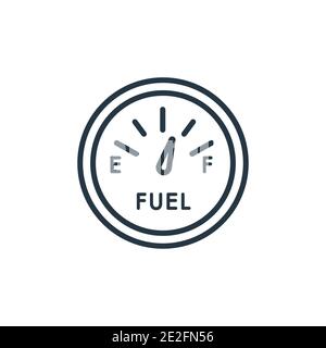 Icône vectorielle de la jauge de carburant pour voiture. Icône de jauge de carburant de voiture noire à ligne mince, vecteur plat illustration d'élément simple du concept de pièces de voiture modifiable isola Illustration de Vecteur