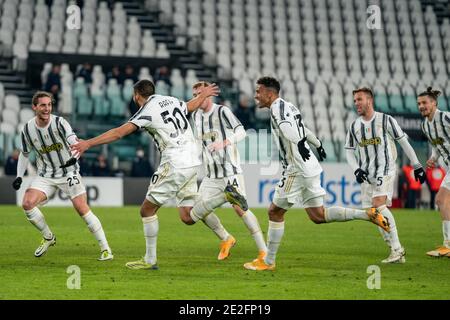 Hamza Rafia de Juventus FC but Célébrez pendant la coupe italienne, ronde de 16 match de football entre Juventus FC et Genoa CF / LM Banque D'Images