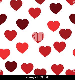 Motif coeurs rouges sans coutures. Arrière-plan de cœurs dispersés au hasard. Thème amour ou Saint-Valentin. Illustration vectorielle. Illustration de Vecteur